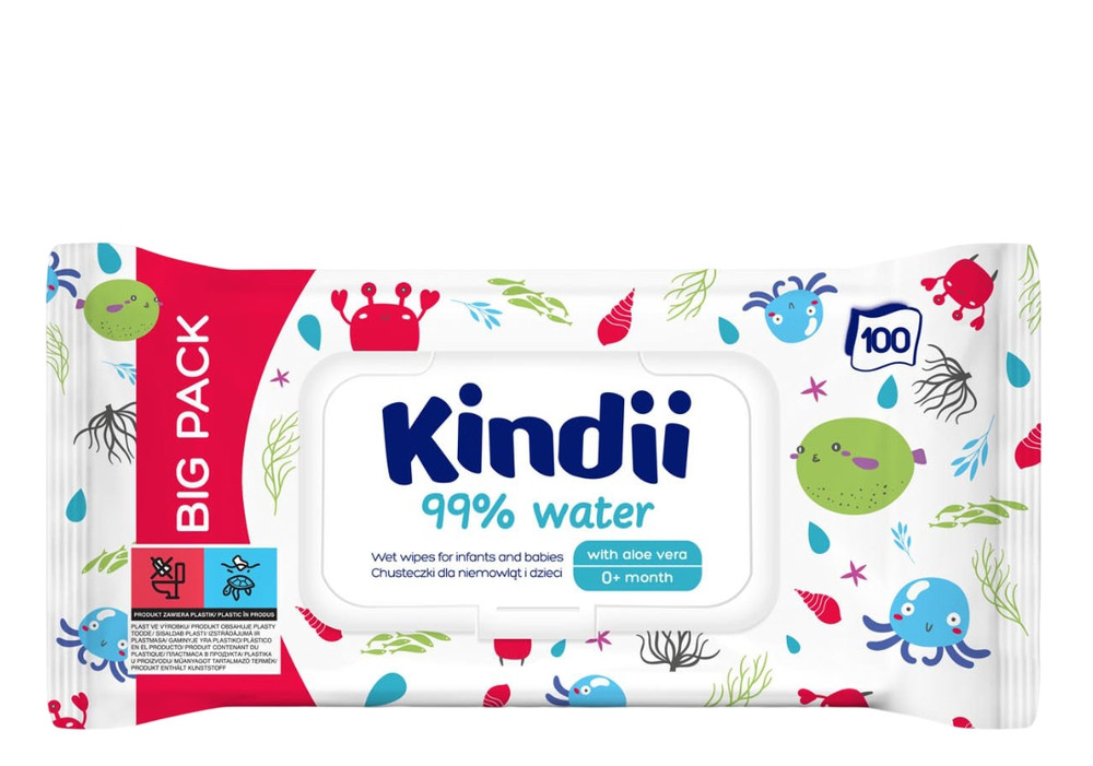 Kindii 99% Water baby wipes 100 pcs